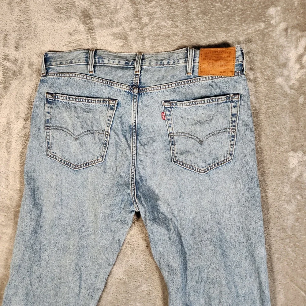 Levi's 505 Jeans Mens 38x29 Light Wash Premium Straight Fit Selvedge ID